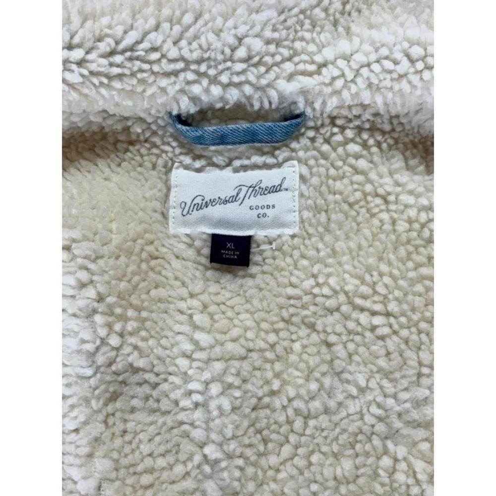 Universal Thread Womens XL Sherpa Lined Denim Trucker Jacket Light Wash Blue - Picture 6 of 6